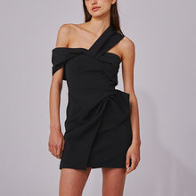Load image into Gallery viewer, GALCAUR Sexy Ruched Party Dress Female Asymmetrical Collar Off Shoulder Large Size Mini Dresses Women Clothes 2020 Fashion New