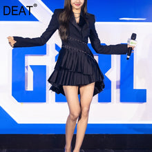Load image into Gallery viewer, DEAT 2020 new spring and summer fashion women clothes high quality turn-down collar full sleeves asymmetrical suit dress WK61901