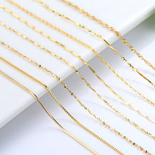 Load image into Gallery viewer, Genuine 14k Gold Color Necklace For Women Water Wave Chain Snake Bone/starry/Cross Chain 18 inches Necklace Pendant Fine Jewelry