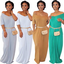 Load image into Gallery viewer, Solid Color Maxi Long Dress Women Casual Loose Dress V Neck Half Sleeve Outfit Women Clothes 2020