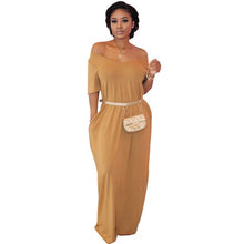 Load image into Gallery viewer, Solid Color Maxi Long Dress Women Casual Loose Dress V Neck Half Sleeve Outfit Women Clothes 2020