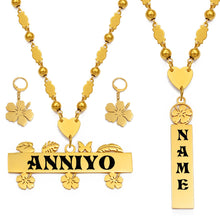 Load image into Gallery viewer, Anniyo Customize Capital Letters Necklace Earrings Set Women Men Girs,Personalized Guam Hawaiian Chuuk Kiribati Jewelry #150121B