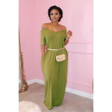 Load image into Gallery viewer, Solid Color Maxi Long Dress Women Casual Loose Dress V Neck Half Sleeve Outfit Women Clothes 2020