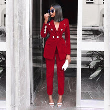 Load image into Gallery viewer, Ocstrade Summer Sets for Women 2020 New Navy Blue V Neck Long Sleeve Sexy 2 Piece Set Outfits High Quality Two Piece Set Suit