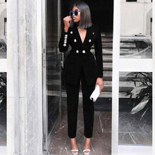 Load image into Gallery viewer, Ocstrade Summer Sets for Women 2020 New Navy Blue V Neck Long Sleeve Sexy 2 Piece Set Outfits High Quality Two Piece Set Suit