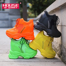 Load image into Gallery viewer, Super High Heels Platform Shoes Women Casual Shoes Breathable Mesh Sneakers Women Vulcanized Shoes Wedge Autumn Women Shoes PU