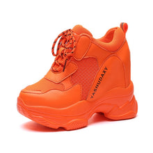 Load image into Gallery viewer, Super High Heels Platform Shoes Women Casual Shoes Breathable Mesh Sneakers Women Vulcanized Shoes Wedge Autumn Women Shoes PU