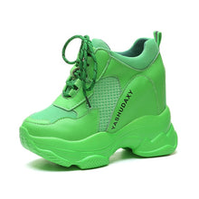 Load image into Gallery viewer, Super High Heels Platform Shoes Women Casual Shoes Breathable Mesh Sneakers Women Vulcanized Shoes Wedge Autumn Women Shoes PU