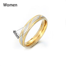Load image into Gallery viewer, Auxauxme Titanium Steel Engrave name Lovers Couple Rings Gold Wave Pattern Wedding Promise Ring For Women Men Engagement Jewelry