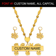 Load image into Gallery viewer, Anniyo Customize Capital Letters Necklace Earrings Set Women Men Girs,Personalized Guam Hawaiian Chuuk Kiribati Jewelry #150121B