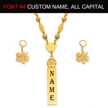Load image into Gallery viewer, Anniyo Customize Capital Letters Necklace Earrings Set Women Men Girs,Personalized Guam Hawaiian Chuuk Kiribati Jewelry #150121B