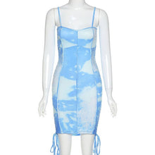 Load image into Gallery viewer, Dulzura tie dye drawstring ruched women mini dress strap bodycon sexy party 2020 summer clothes streetwear club elegant outfit
