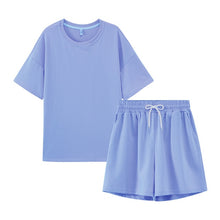 Load image into Gallery viewer, toppies summer tracksuits womens two peices set leisure outfits cotton oversized t-shirts high waist shorts candy color clothing