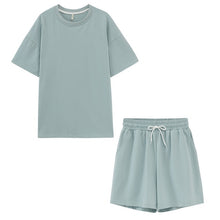 Load image into Gallery viewer, toppies summer tracksuits womens two peices set leisure outfits cotton oversized t-shirts high waist shorts candy color clothing