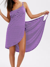 Load image into Gallery viewer, Sexy Beach Holiday Striped Suspender Dress Summer Knitting Cotton V-Neck Straight Dresses Party Night Club dress women clothes
