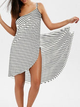 Load image into Gallery viewer, Sexy Beach Holiday Striped Suspender Dress Summer Knitting Cotton V-Neck Straight Dresses Party Night Club dress women clothes