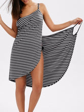 Load image into Gallery viewer, Sexy Beach Holiday Striped Suspender Dress Summer Knitting Cotton V-Neck Straight Dresses Party Night Club dress women clothes