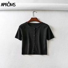 Load image into Gallery viewer, Aproms Candy Color Ribbed Knitted Cardigan Women Autumn Winter Long Sleeve Basic Cropped Sweaters Female Casual Short Jumper Top