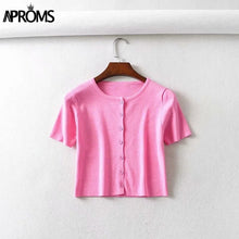 Load image into Gallery viewer, Aproms Candy Color Ribbed Knitted Cardigan Women Autumn Winter Long Sleeve Basic Cropped Sweaters Female Casual Short Jumper Top
