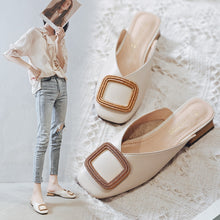 Load image into Gallery viewer, Designer Women Pumps Slippers Slip on Mules Low Heel Casual Shoes British Wooden Block Heels Summer Pumps Footwear