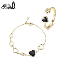 Load image into Gallery viewer, Effie Queen Gold Color Heart Enemal Series 925 Silver Jewelry Set Drop Earring +Bracelet Lover Fine Jewelry Gift Wholesale SS80