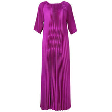 Load image into Gallery viewer, LANMREM 2020 summer new three quarter sleeve pleated dresses for women O-neck high quality solid color women's clothes AP487