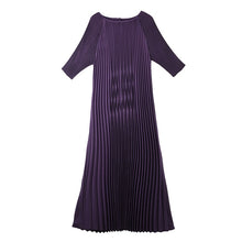 Load image into Gallery viewer, LANMREM 2020 summer new three quarter sleeve pleated dresses for women O-neck high quality solid color women's clothes AP487