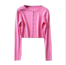 Load image into Gallery viewer, Korean Style O-neck Short Knitted Sweaters Women Thin Cardigan Fashion Short Sleeve Sun Protection Crop Top Ropa Mujer
