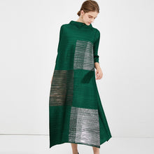 Load image into Gallery viewer, LANMREM women's pelated clothes 2020 stand collar color block printting loose stretch fabric large size dress famale new YJ643