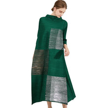 Load image into Gallery viewer, LANMREM women's pelated clothes 2020 stand collar color block printting loose stretch fabric large size dress famale new YJ643