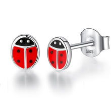 Load image into Gallery viewer, 2019 Fashion Jewelry Christmas Stud Earrings Animal Ladybug Clover Heart 925 Sterling Silver Small Earrings for Women Kids Girls