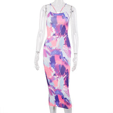 Load image into Gallery viewer, Dulzura tie dye cross women midi dress backless bodycon sexy bandage party streetwear 2020 summer clothes outfit club elegant