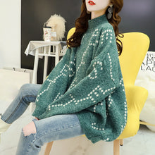 Load image into Gallery viewer, Fashion Striped Loose Turtleneck Sweater Female Long Sleeve Large Size Stitching Lazy Sweater Pullover Women Autumn Winter