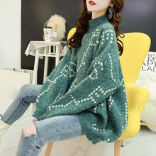 Load image into Gallery viewer, Fashion Striped Loose Turtleneck Sweater Female Long Sleeve Large Size Stitching Lazy Sweater Pullover Women Autumn Winter