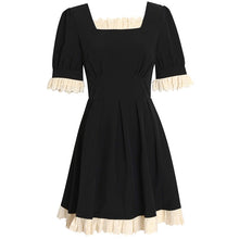 Load image into Gallery viewer, Summer Vintage Woman Dress Sweet Lace Square Collar Little Black Vestido Office Ladies Clothes Elegant Ruffle Party Mini Dresses