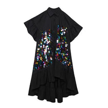 Load image into Gallery viewer, XITAO Irregular Patchwork Sequin Dress Women Clothes 2020 Summer New Fashion Casual Hollow Out Turn Down Elegant Dress ZLL4993
