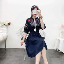 Load image into Gallery viewer, Embroidery Dress Vintage Boho White Summer Dress Tassel Elegant Beach Dresses 2020 Floral Bohemian Clothes Red Mori Girl Vestido