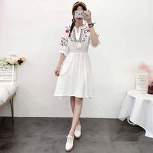 Load image into Gallery viewer, Embroidery Dress Vintage Boho White Summer Dress Tassel Elegant Beach Dresses 2020 Floral Bohemian Clothes Red Mori Girl Vestido
