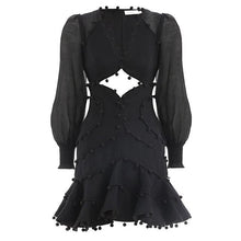 Load image into Gallery viewer, SONDR 2019 Summer Sexy Hollow Out Dress For Women V Neck Lantern Sleeve High Waist Slim Women's Mini Dresses Fashion Clothes New