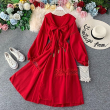 Load image into Gallery viewer, Ethnic style tourism Qinghai Lake desert photo clothes vacation split fork long retro V-neck hooded dress