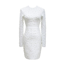 Load image into Gallery viewer, White Bead Bandage Dress Women Summer Elegant Celebrity Party Club Sexy New Arrival Long Sleeve Clothes