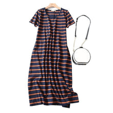 Load image into Gallery viewer, Cotton Dress Women Print Long Shirt Dresses Women 2020 Casual O Neck Straight Dress Female Pockets Clothes Women Dress Plus Size