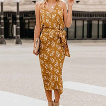 Load image into Gallery viewer, SWQZVT 2020 New Women print Dress V-neck Sling High Waist Summer Party Dresses Fashion elegant Office Ladies Midi Dress Clothes