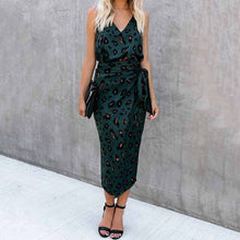 Load image into Gallery viewer, SWQZVT 2020 New Women print Dress V-neck Sling High Waist Summer Party Dresses Fashion elegant Office Ladies Midi Dress Clothes