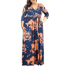 Load image into Gallery viewer, 3XL-9XL Plus Size Dress Women Clothes Fashion Party Long Maxi Dresses Autumn Large Size Flower Print Belt Loose Dress Vestidos