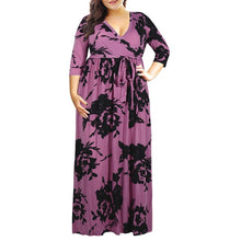 Load image into Gallery viewer, 3XL-9XL Plus Size Dress Women Clothes Fashion Party Long Maxi Dresses Autumn Large Size Flower Print Belt Loose Dress Vestidos