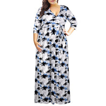 Load image into Gallery viewer, 3XL-9XL Plus Size Dress Women Clothes Fashion Party Long Maxi Dresses Autumn Large Size Flower Print Belt Loose Dress Vestidos