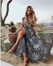 Load image into Gallery viewer, Female Elegant Dresses Long Women's Dress Bohemian Sheer Summer Sundress Clothes Sexy Tunic Boho Maxi 2019 Kaftan Flower Frocks
