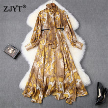 Load image into Gallery viewer, Fashion Runway Spring Dress 2020 New Woman Clothes Elegant Long Sleeve Snakeskin Print Vintage Irregular Holiday Chiffon Dress
