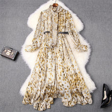 Load image into Gallery viewer, Fashion Runway Spring Dress 2020 New Woman Clothes Elegant Long Sleeve Snakeskin Print Vintage Irregular Holiday Chiffon Dress
